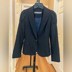 Zara Basic Black Tailored Puff-Shoulder Blazer